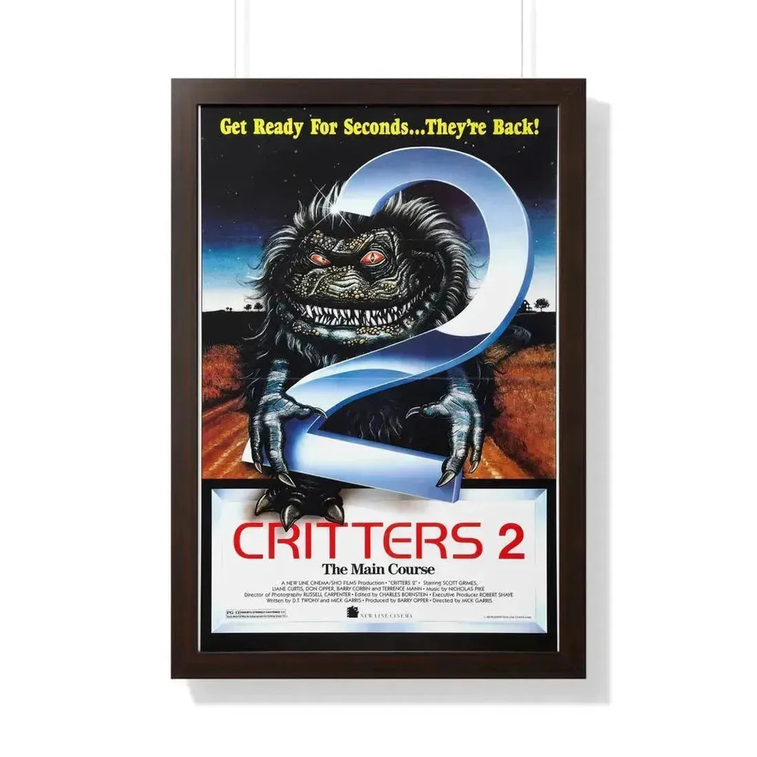 CRITTERS 2 THE MAIN COURSE 1988 - Framed Movie Poster 20" x 30" Walnut - The Sticker Space