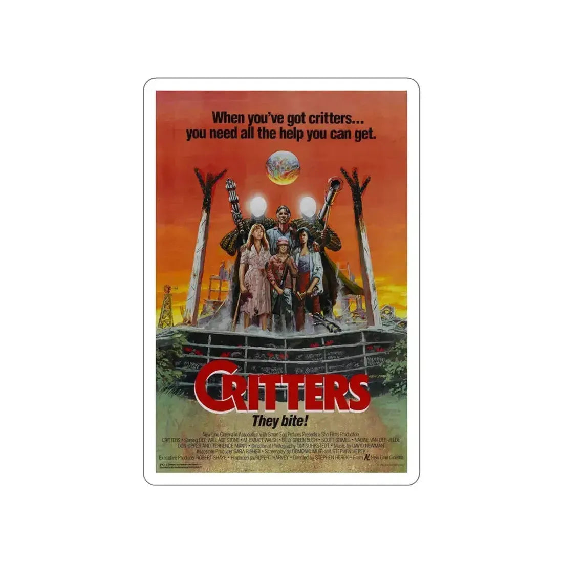 CRITTERS (3) 1986 Movie Poster STICKER Vinyl Die-Cut Decal 4 Inch - The Sticker Space
