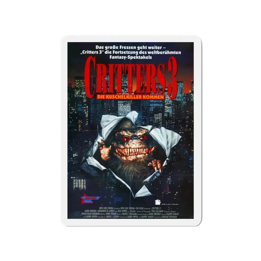 CRITTERS 3 (GERMAN) 1991 Movie Poster - Refrigerator Magnet 3 Inch - The Sticker Space