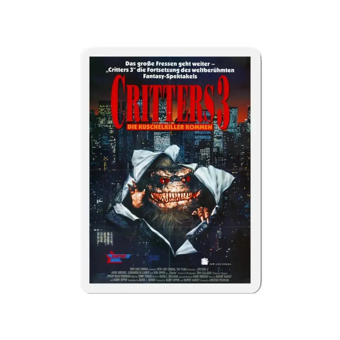 CRITTERS 3 (GERMAN) 1991 Movie Poster - Refrigerator Magnet 4 Inch - The Sticker Space