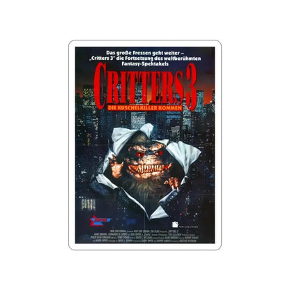 CRITTERS 3 (GERMAN) 1991 Movie Poster STICKER Vinyl Die-Cut Decal 2 Inch - The Sticker Space