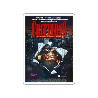 CRITTERS 3 (GERMAN) 1991 Movie Poster STICKER Vinyl Die-Cut Decal 5 Inch - The Sticker Space