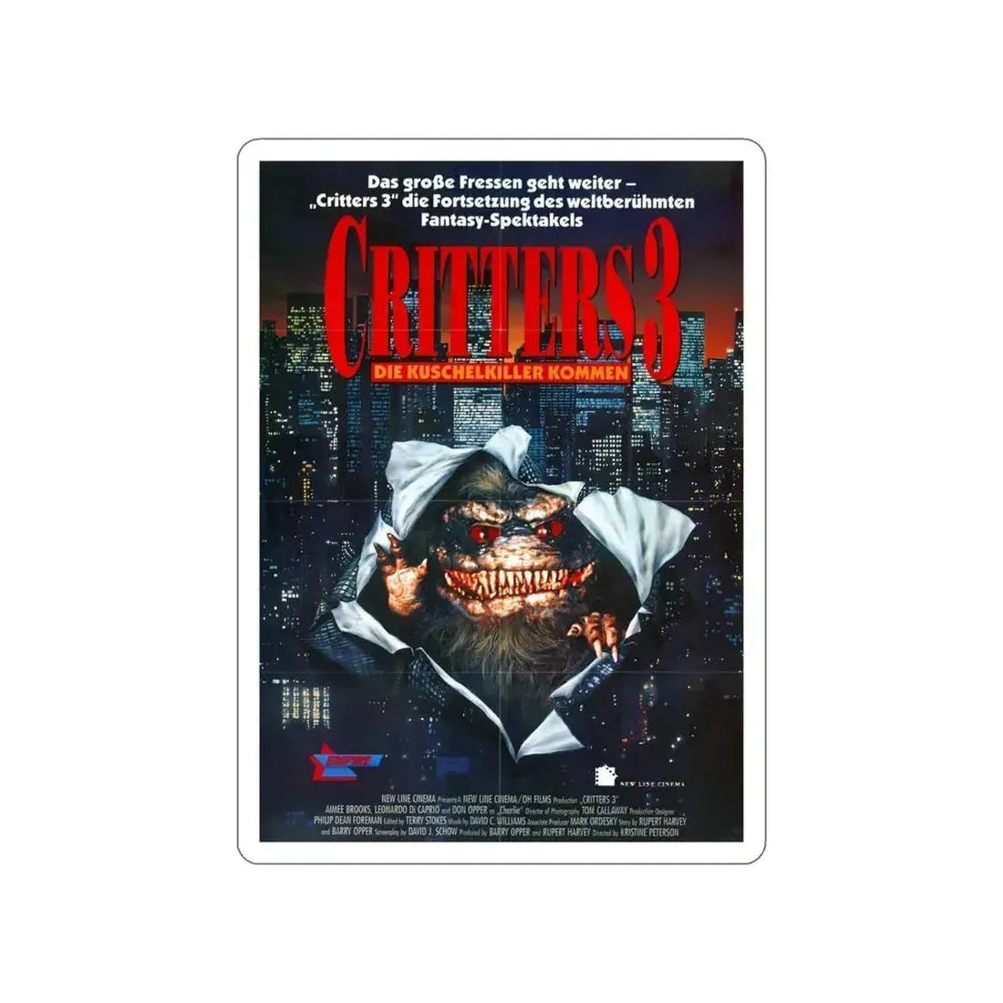 CRITTERS 3 (GERMAN) 1991 Movie Poster STICKER Vinyl Die-Cut Decal 6 Inch - The Sticker Space