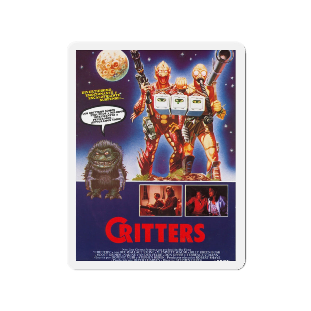 CRITTERS (SPANISH) 1986 Movie Poster - Die-Cut Magnet-2" x 2"-The Sticker Space