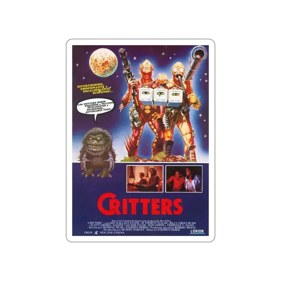 CRITTERS  (SPANISH) 1986 Movie Poster STICKER Vinyl Die-Cut Decal 6 Inch - The Sticker Space