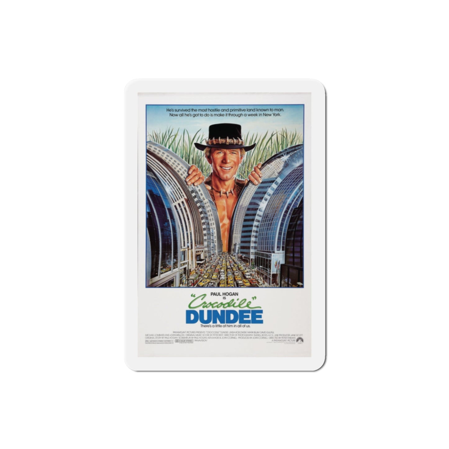 Crocodile Dundee 1986 Movie Poster Die-Cut Magnet-2" x 2"-The Sticker Space