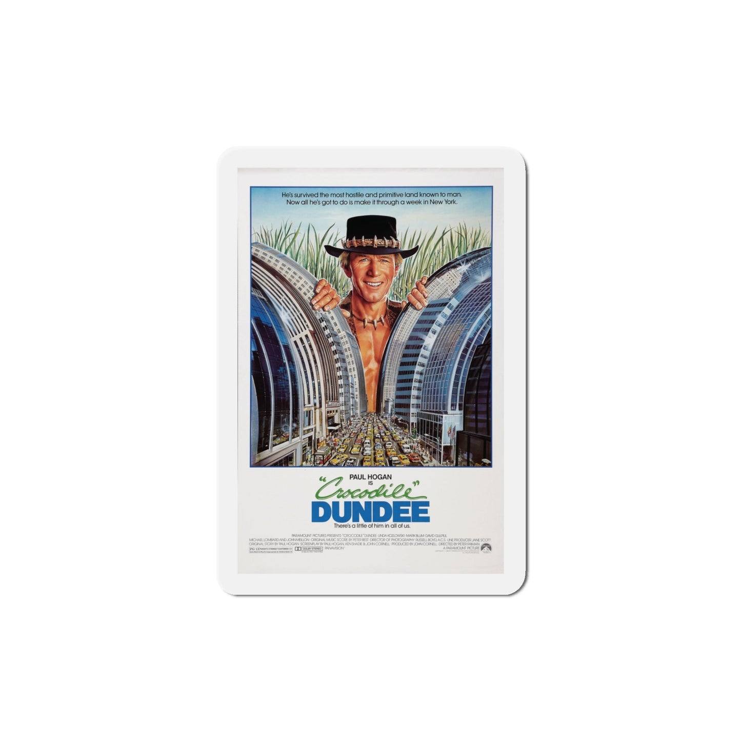 Crocodile Dundee 1986 Movie Poster Die-Cut Magnet-4" x 4"-The Sticker Space