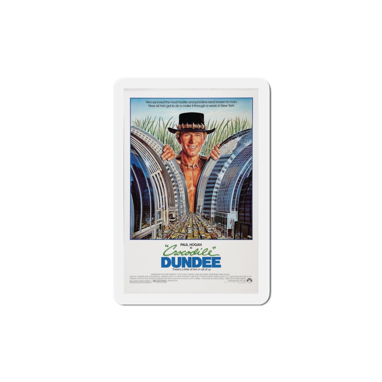 Crocodile Dundee 1986 Movie Poster Die-Cut Magnet-5" x 5"-The Sticker Space