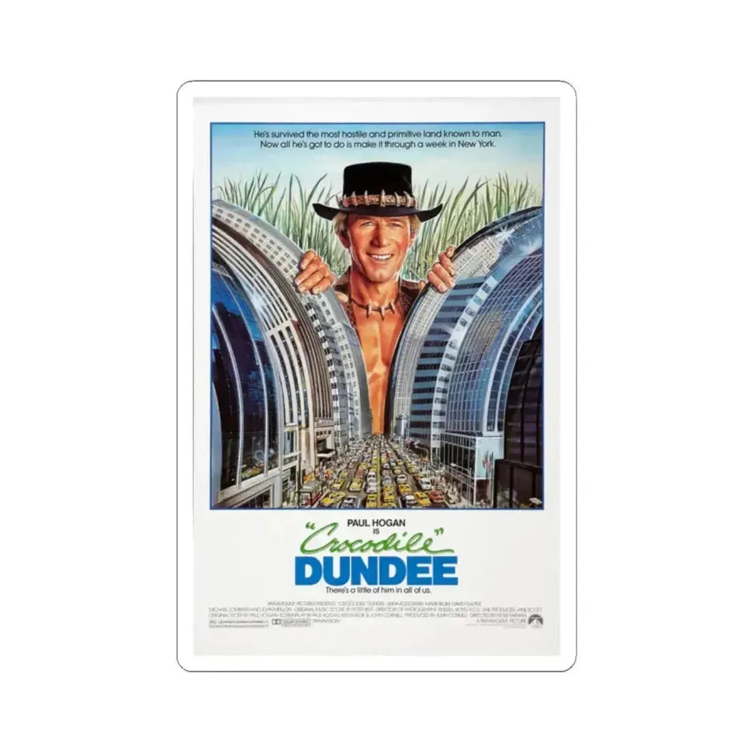 Crocodile Dundee 1986 Movie Poster - STICKER Vinyl Kiss-Cut Decal 2 Inch White - The Sticker Space