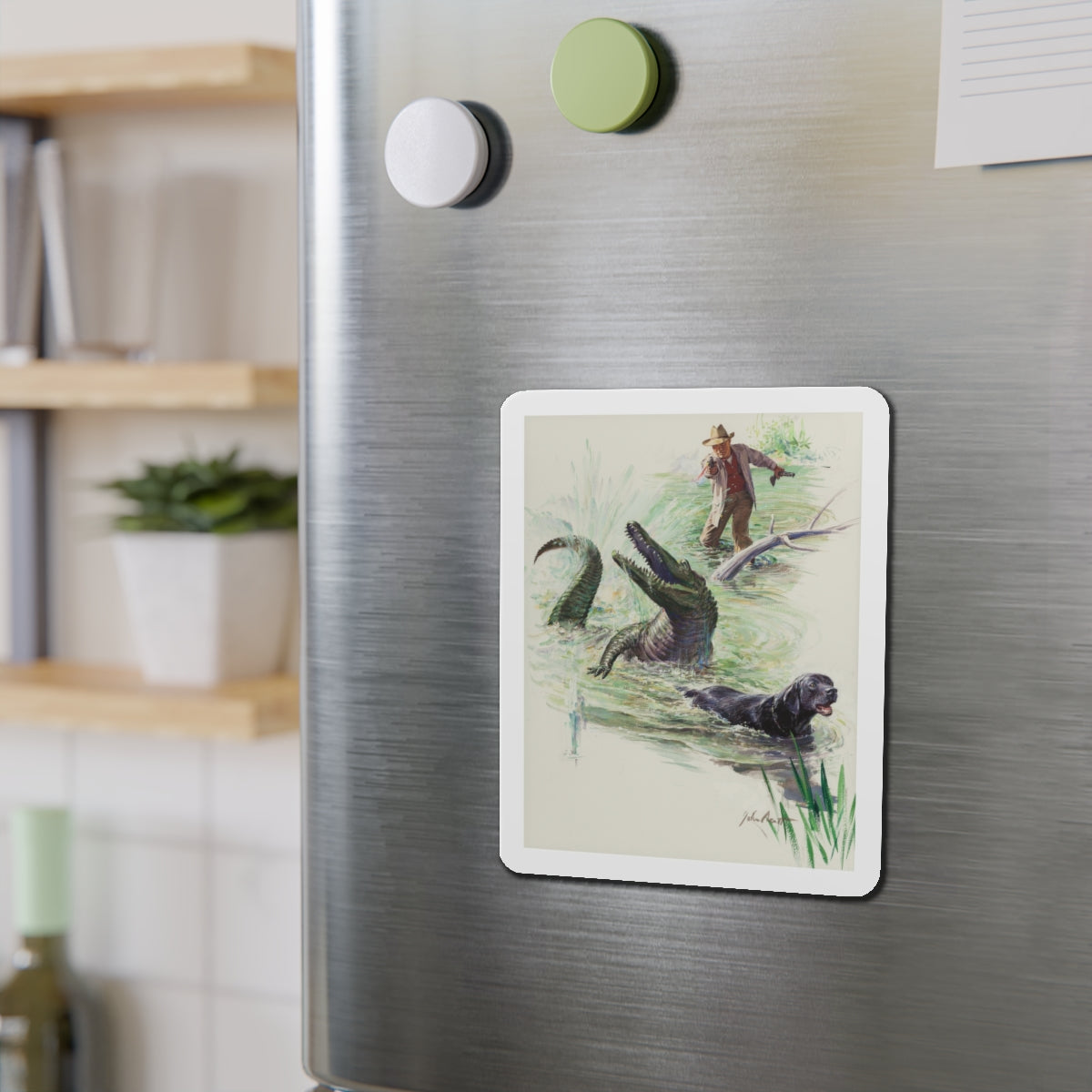 Crocodile Hunter, Roto Magazine story illustration (Magazine Illustration) Refrigerator Magnet-The Sticker Space