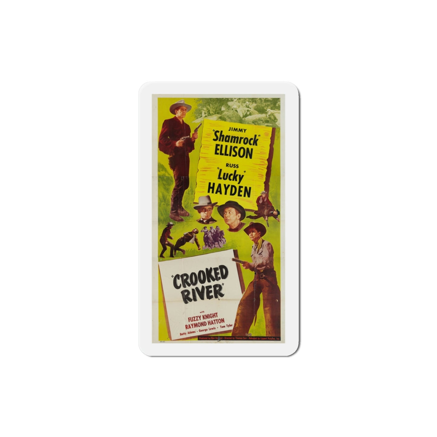 Crooked River 1950 Movie Poster Die-Cut Magnet-3 Inch-The Sticker Space