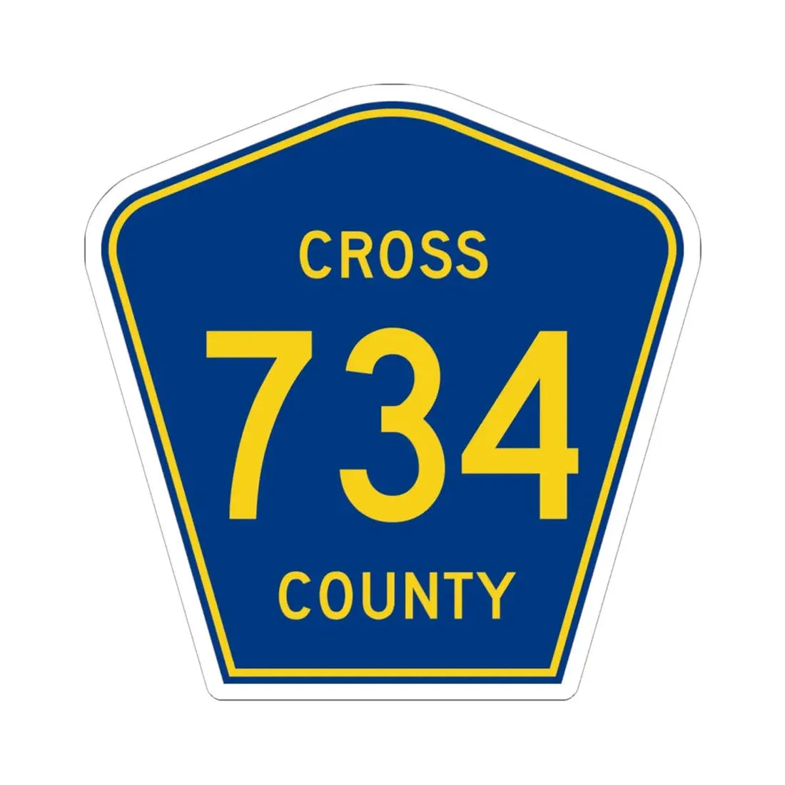 Cross County Route 734 AR (Arkansas) (Road Sign) STICKER Vinyl Kiss-Cut Decal 6 Inch White - The Sticker Space