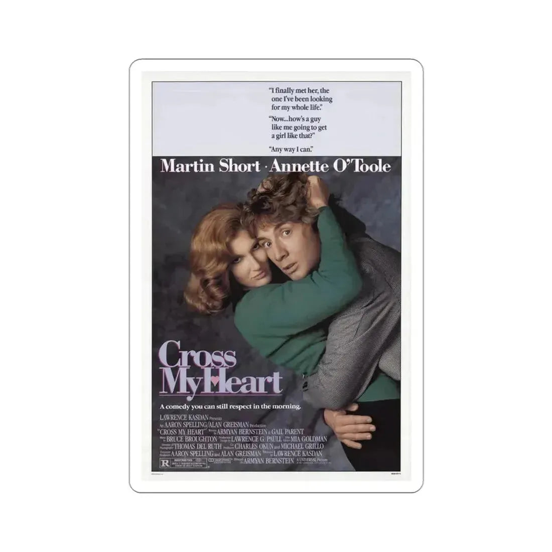 Cross My Heart 1987 Movie Poster STICKER Vinyl Die-Cut Decal 3 Inch - The Sticker Space