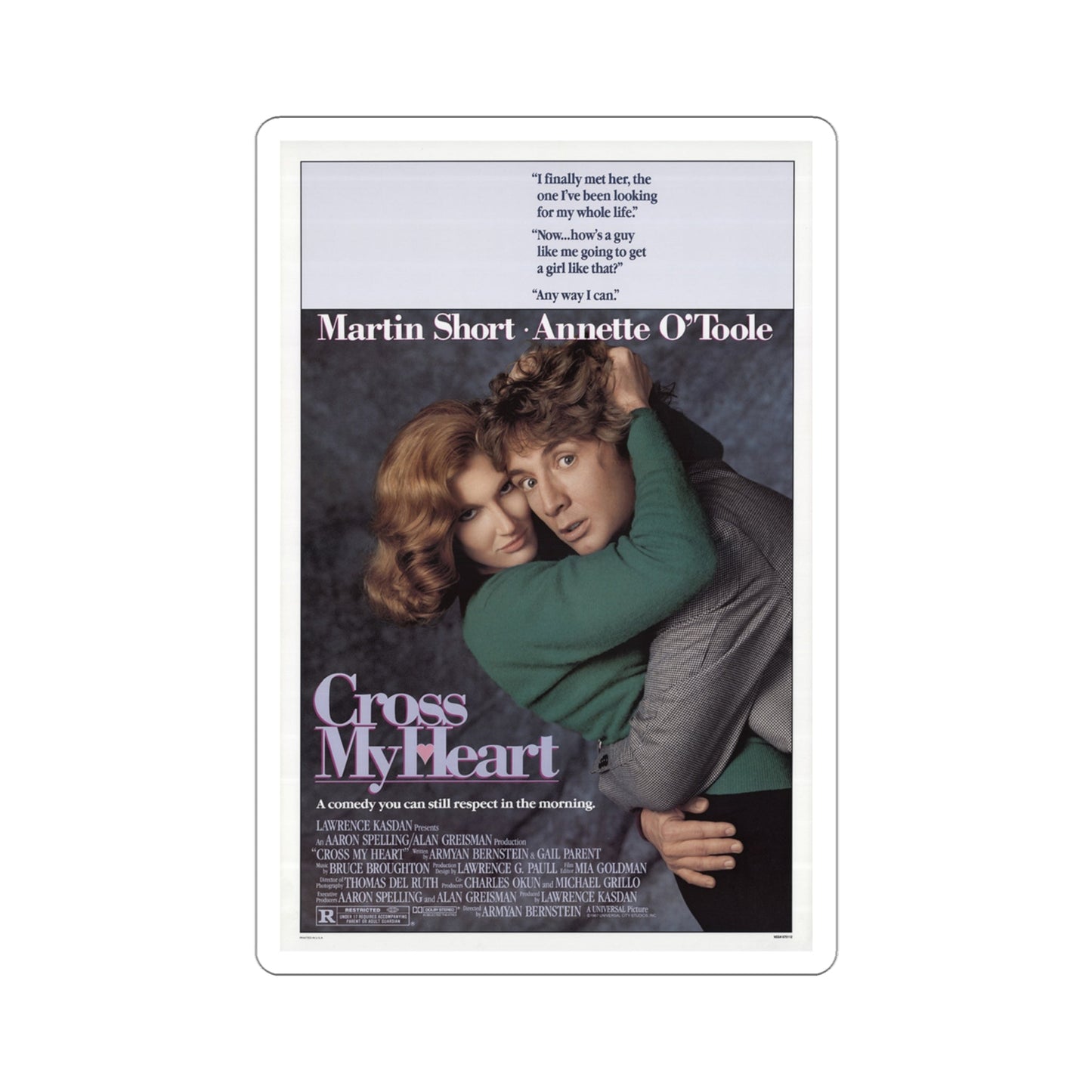 Cross My Heart 1987 Movie Poster STICKER Vinyl Die-Cut Decal-4 Inch-The Sticker Space