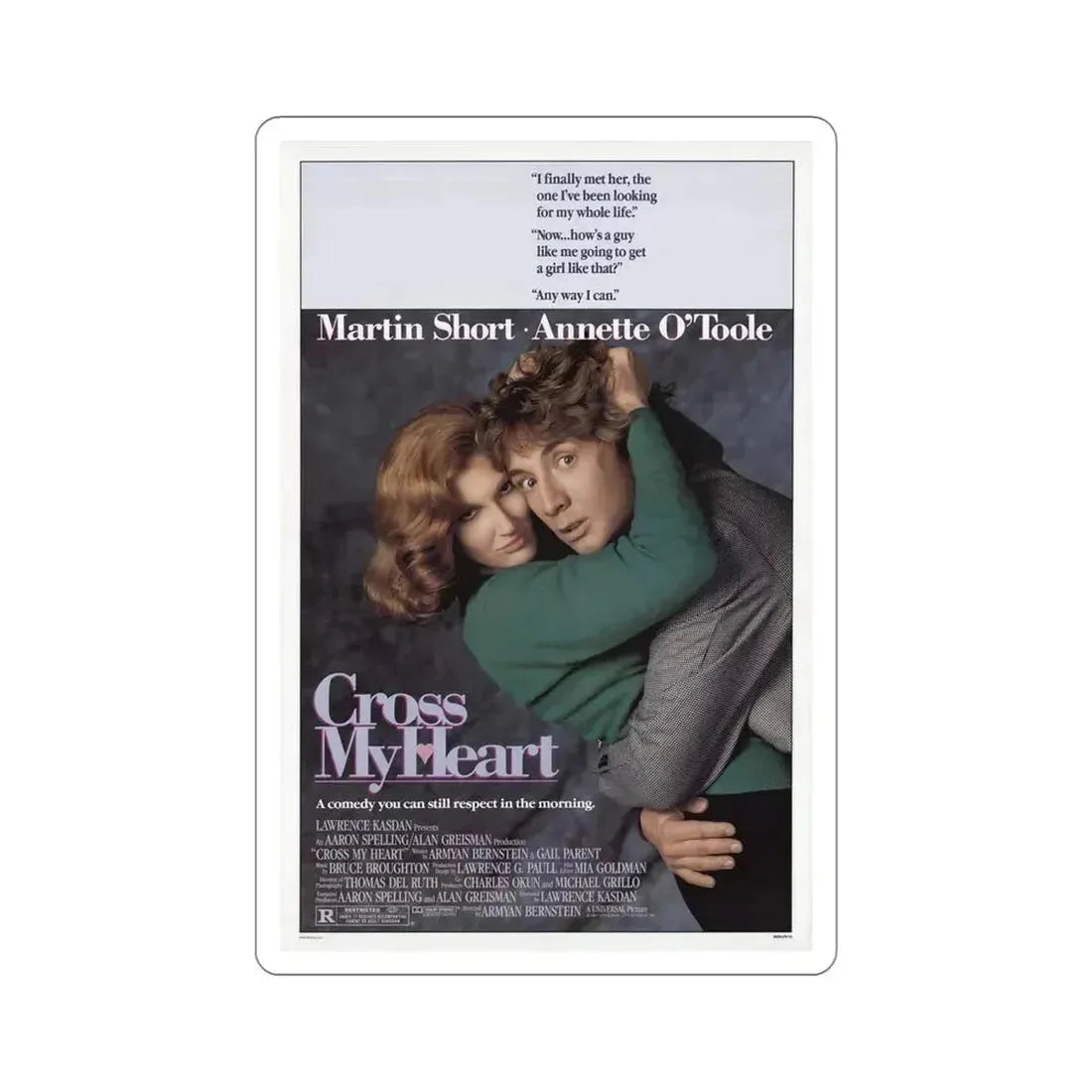 Cross My Heart 1987 Movie Poster STICKER Vinyl Die-Cut Decal 5 Inch - The Sticker Space