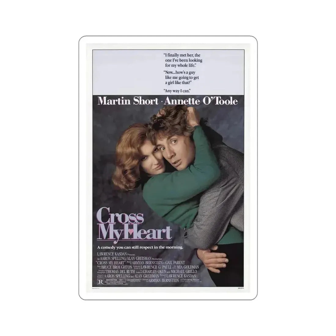 Cross My Heart 1987 Movie Poster STICKER Vinyl Die-Cut Decal 6 Inch - The Sticker Space