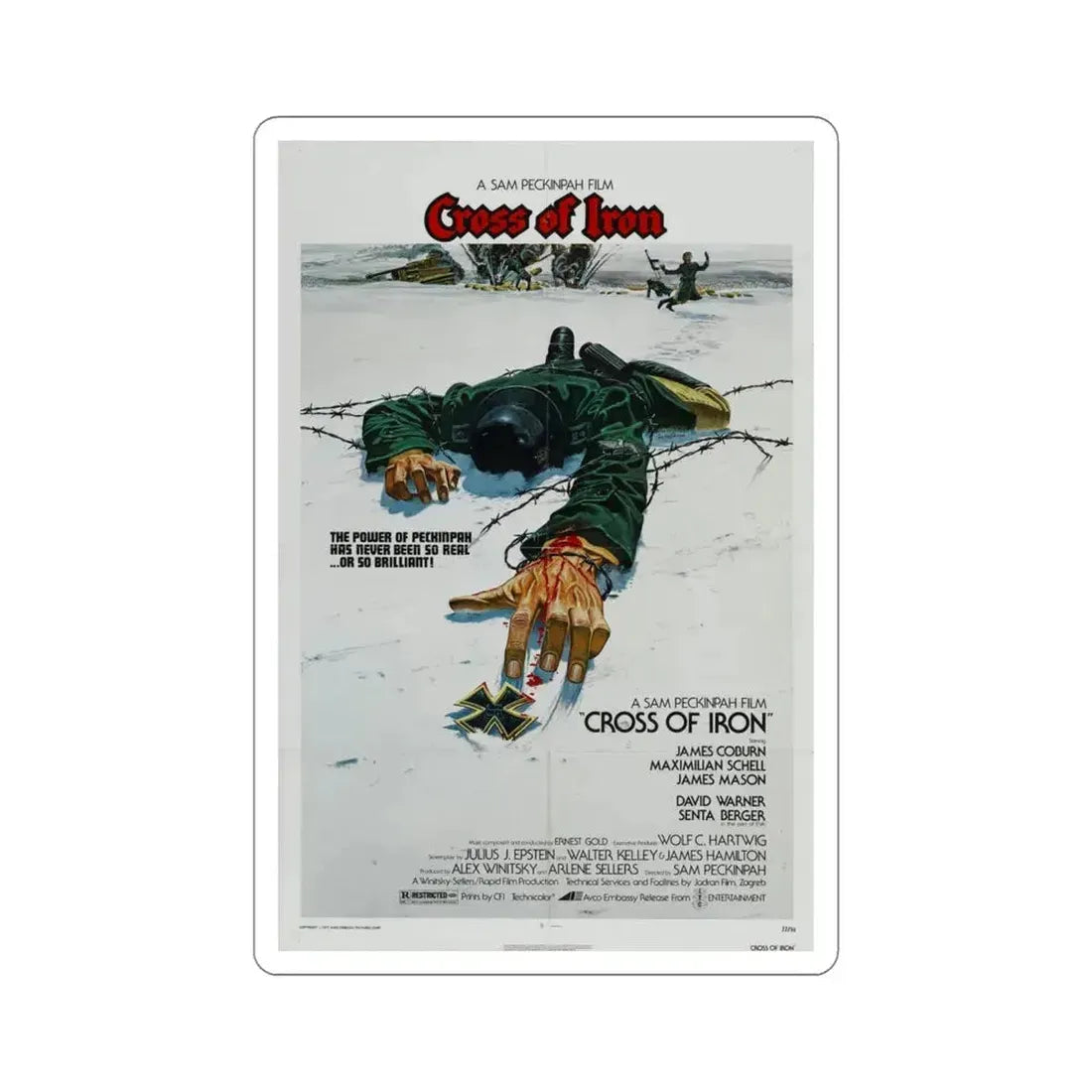 Cross of Iron 1977 Movie Poster STICKER Vinyl Die-Cut Decal 5 Inch - The Sticker Space