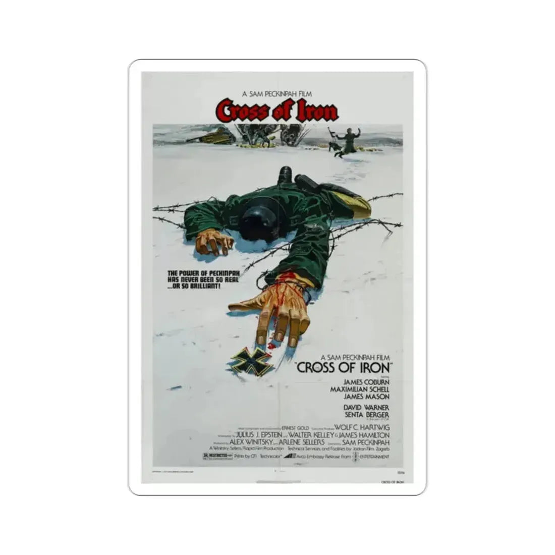 Cross of Iron 1977 Movie Poster STICKER Vinyl Die-Cut Decal - The Sticker Space