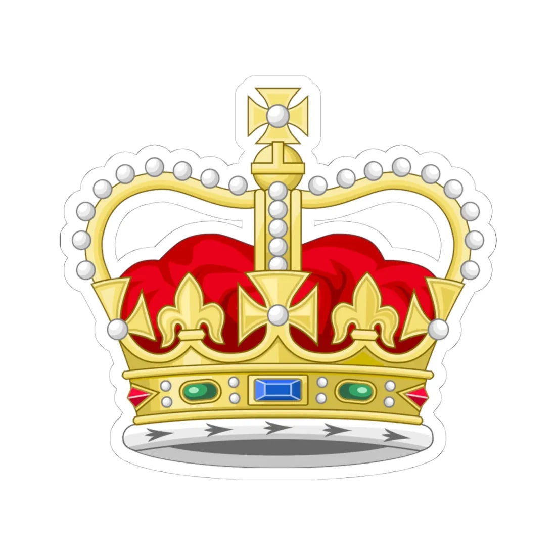 Crown of Saint Edward 3D (United Kingdom) (Coat of Arms) STICKER Vinyl Kiss-Cut Decal 4 Inch White - The Sticker Space