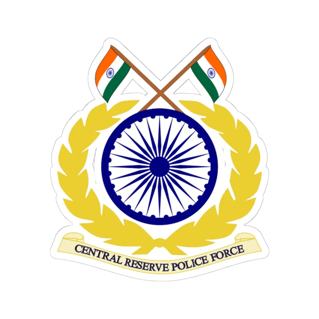 CRPF Logo (India) (Coat of Arms) STICKER Vinyl Kiss-Cut Decal 6 Inch White - The Sticker Space
