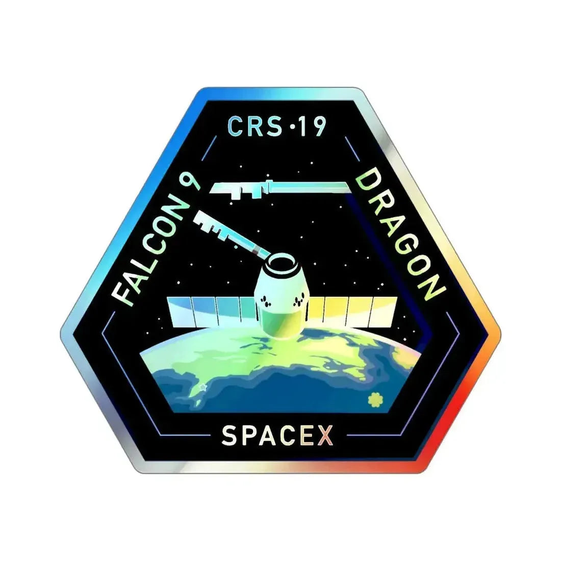 CRS-19 v2 (SpaceX) Holographic STICKER Die-Cut Vinyl Decal 5 Inch - The Sticker Space