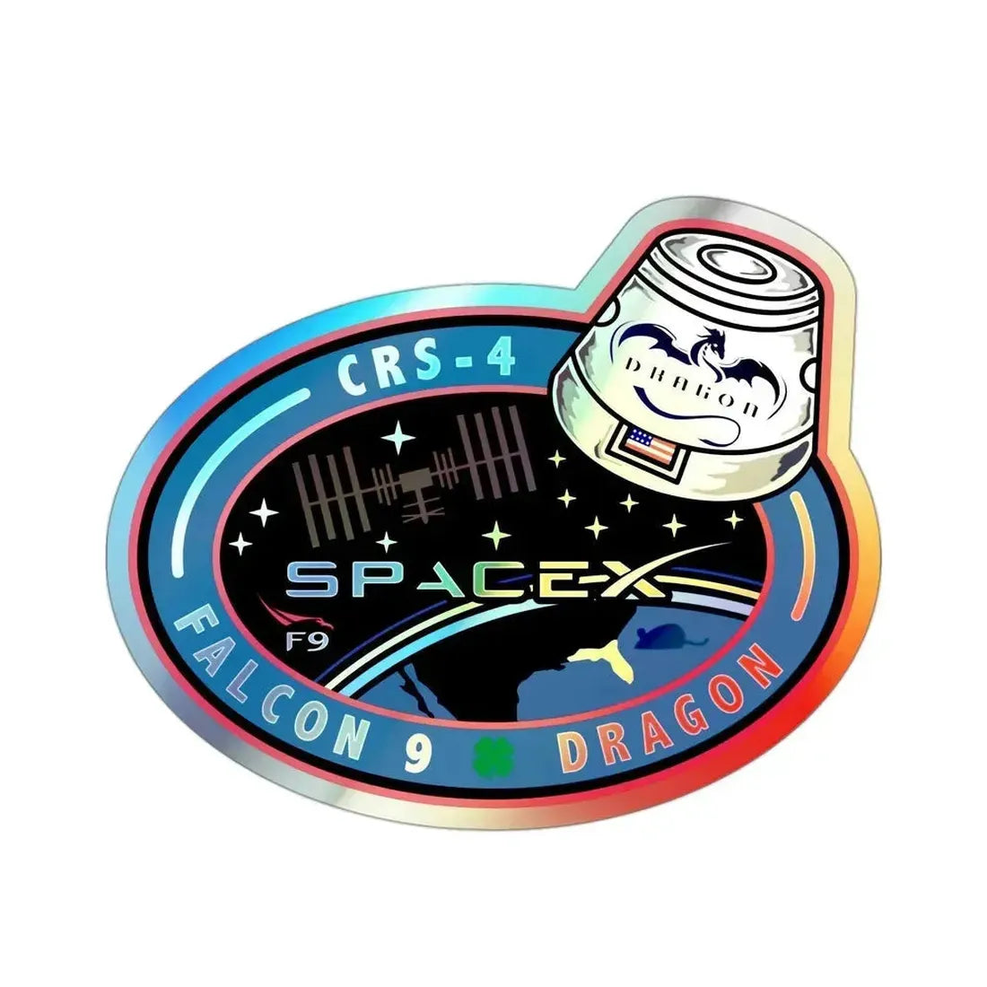 CRS-4 (SpaceX) Holographic STICKER Die-Cut Vinyl Decal 3 Inch Holographic - The Sticker Space