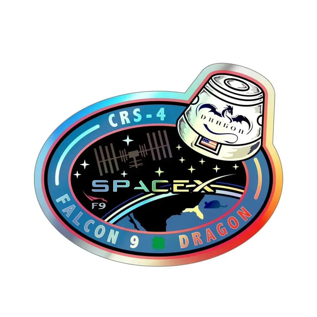 CRS-4 (SpaceX) Holographic STICKER Die-Cut Vinyl Decal - The Sticker Space