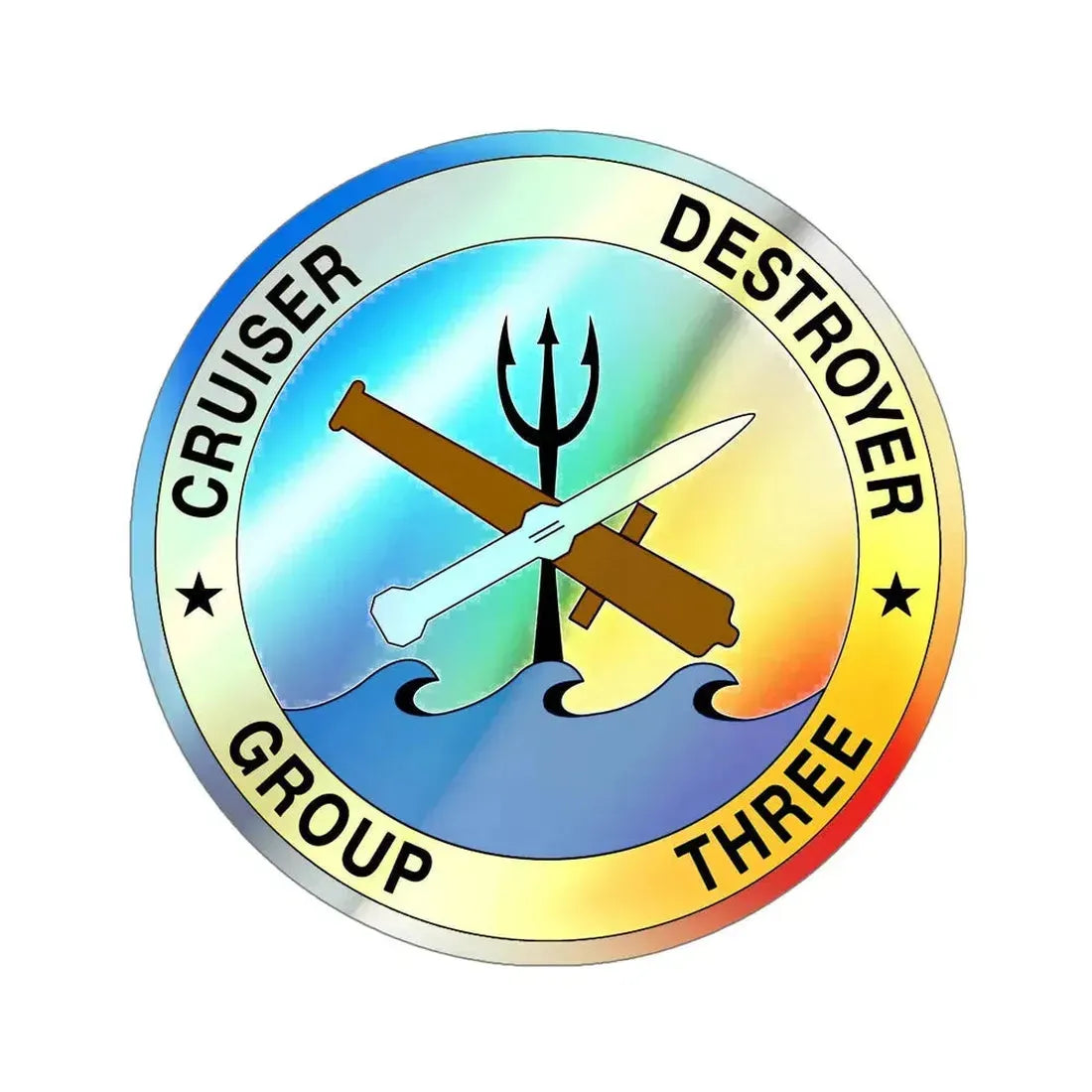 Cruise Destroyer Group Three (U.S. Navy) Holographic STICKER Die-Cut Vinyl Decal 6 Inch Holographic - The Sticker Space