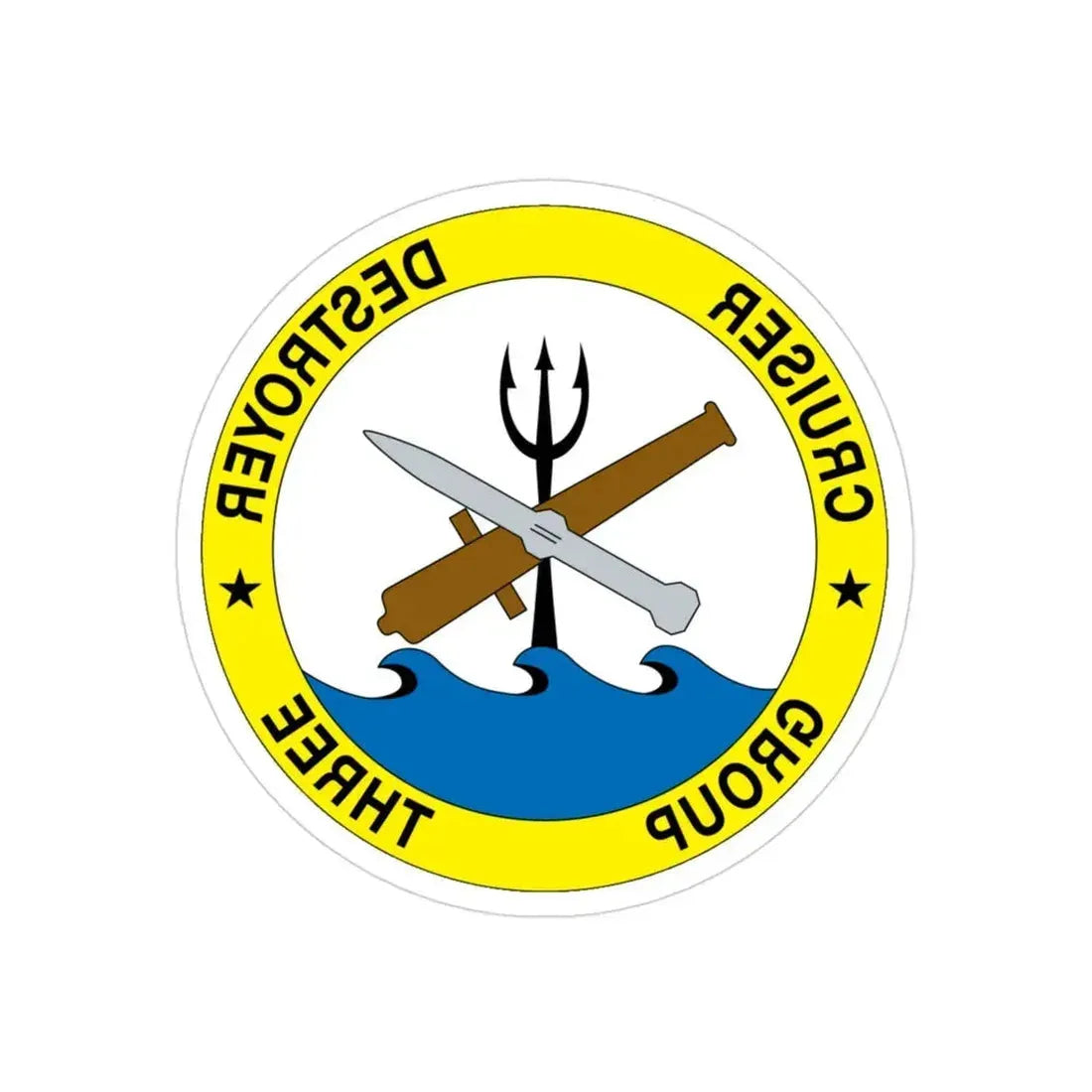 Cruise Destroyer Group Three (U.S. Navy) REVERSE PRINT Transparent Die-Cut STICKER 3 Inch Die-Cut Transparent - The Sticker Space