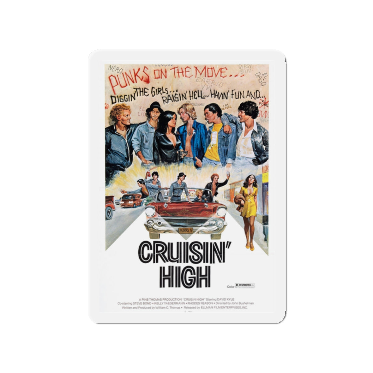 CRUISIN' HIGH (CAT MURKIL AND THE SILKS) 1976 Movie Poster - Die-Cut Magnet-2" x 2"-The Sticker Space