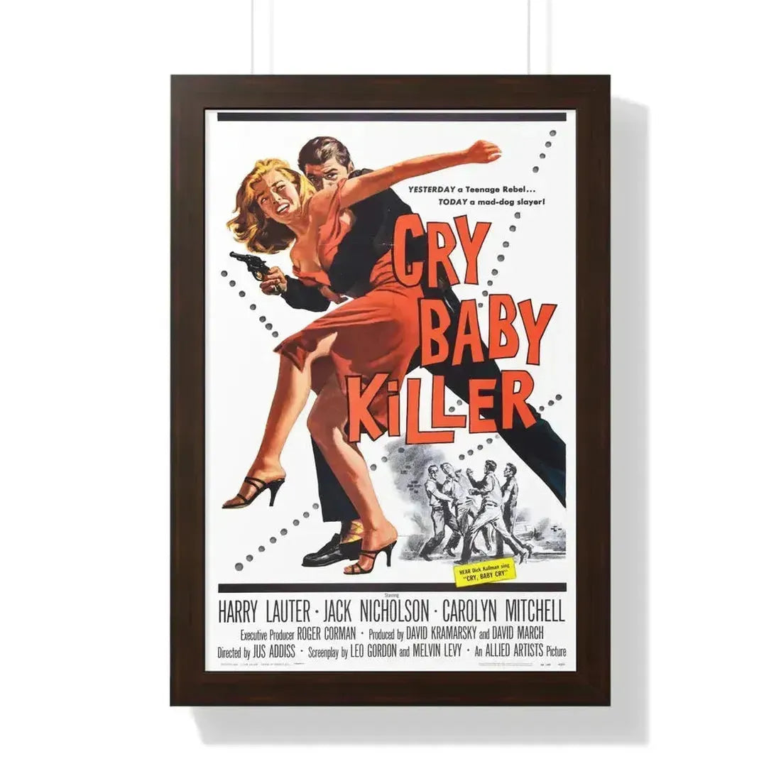 CRY BABY KILLER 1958 - Framed Movie Poster 16″ x 24″ Walnut - The Sticker Space