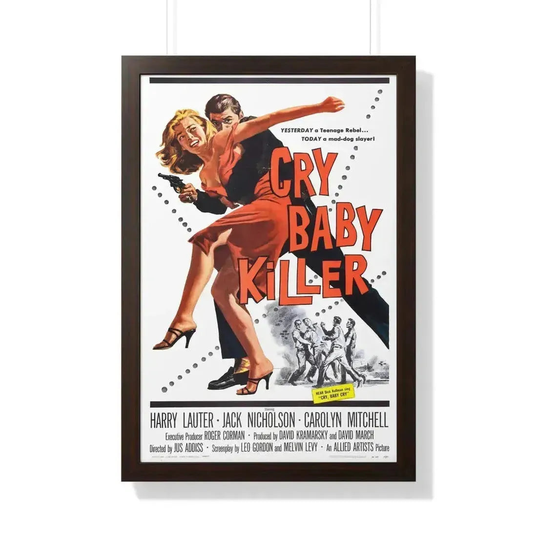 CRY BABY KILLER 1958 - Framed Movie Poster 20" x 30" Walnut - The Sticker Space