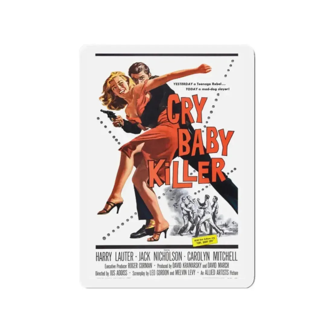 CRY BABY KILLER 1958 Movie Poster - Refrigerator Magnet 2 Inch - The Sticker Space