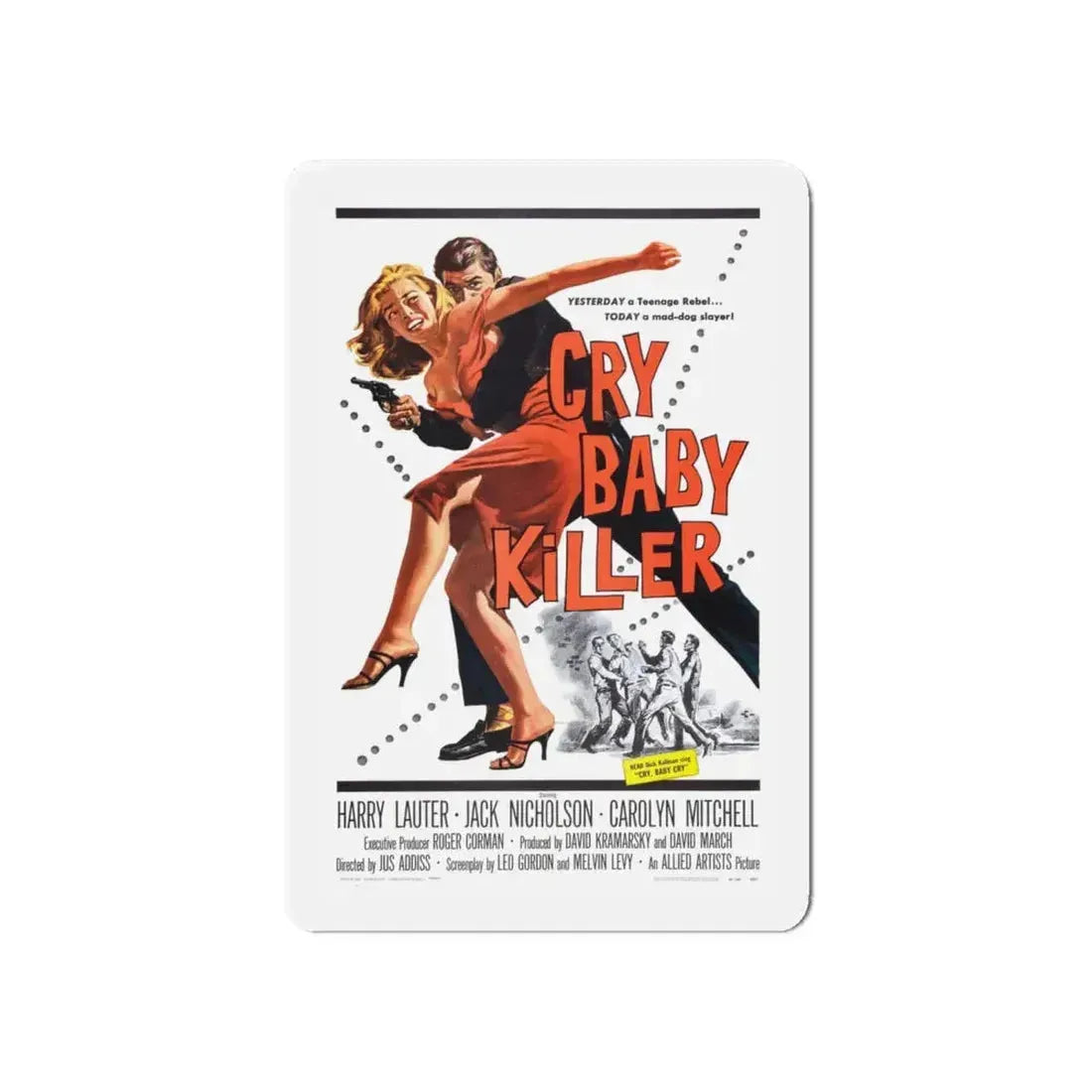 CRY BABY KILLER 1958 Movie Poster - Refrigerator Magnet 6 Inch - The Sticker Space
