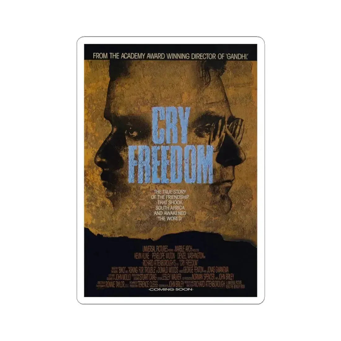 Cry Freedom 1987 Movie Poster - STICKER Vinyl Kiss-Cut Decal 3 Inch White - The Sticker Space
