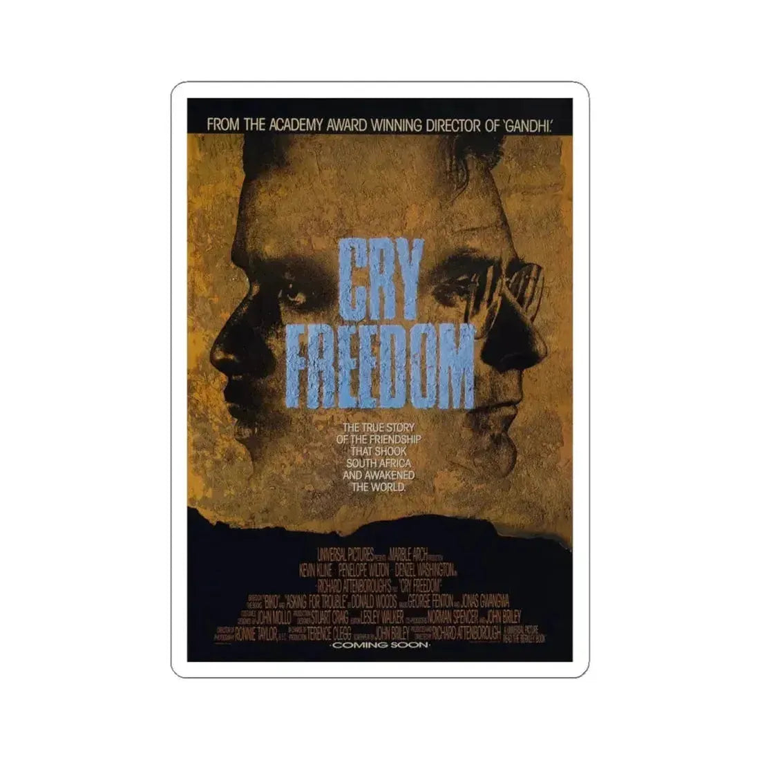Cry Freedom 1987 Movie Poster - STICKER Vinyl Kiss-Cut Decal 4 Inch White - The Sticker Space