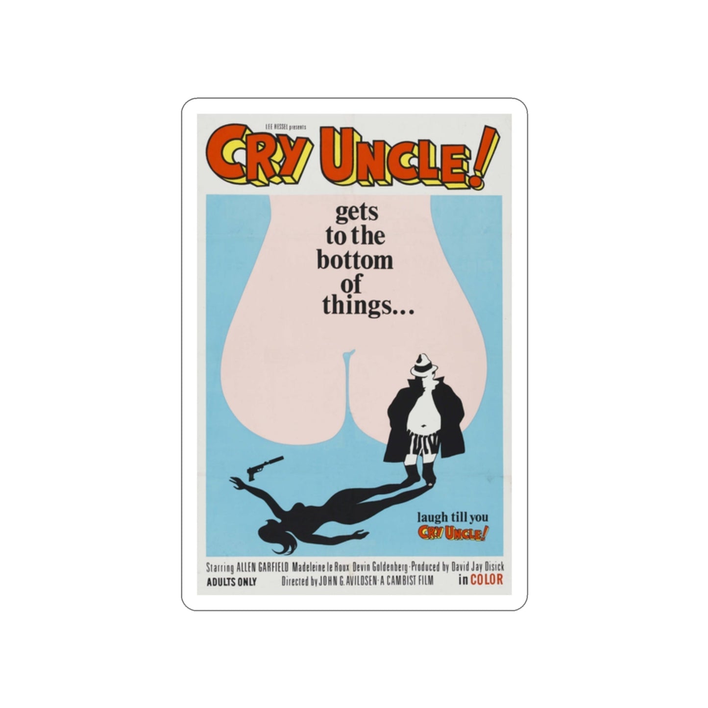 CRY UNCLE! 1971 Movie Poster STICKER Vinyl Die-Cut Decal-2 Inch-The Sticker Space