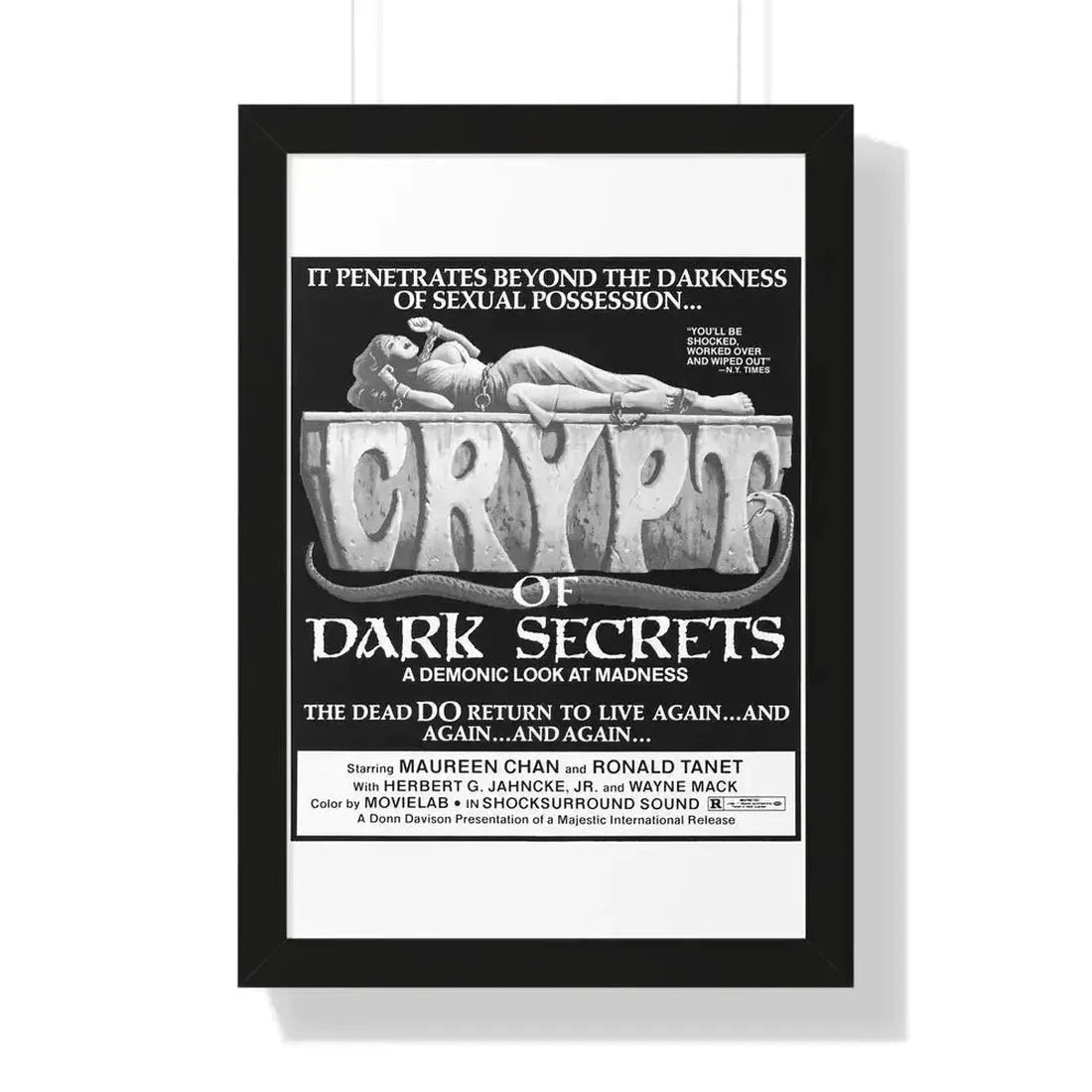 CRYPT OF DARK SECRETS 1976 - Framed Movie Poster 16″ x 24″ Black - The Sticker Space