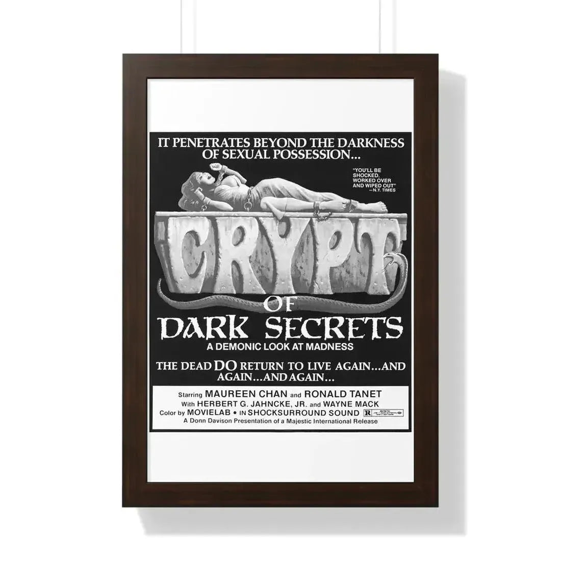 CRYPT OF DARK SECRETS 1976 - Framed Movie Poster 16″ x 24″ Walnut - The Sticker Space