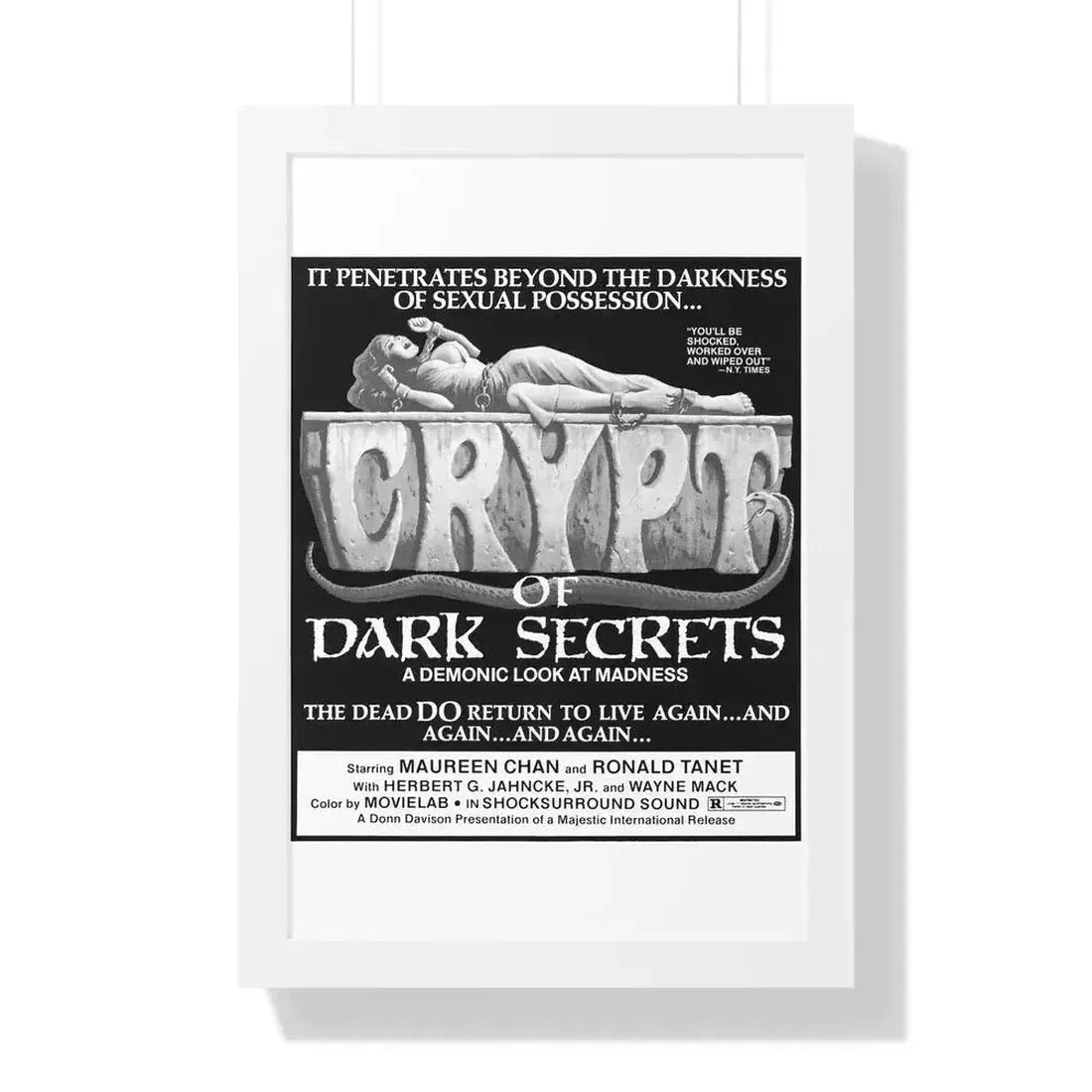 CRYPT OF DARK SECRETS 1976 - Framed Movie Poster 16″ x 24″ White - The Sticker Space