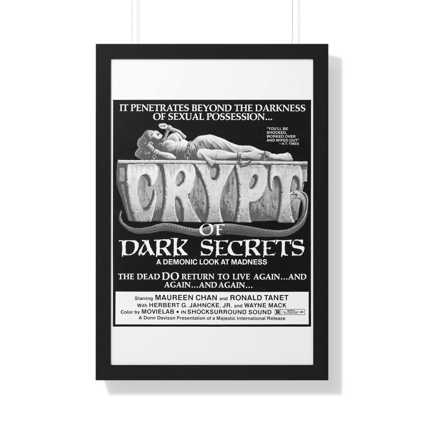 CRYPT OF DARK SECRETS 1976 - Framed Movie Poster-20" x 30"-The Sticker Space