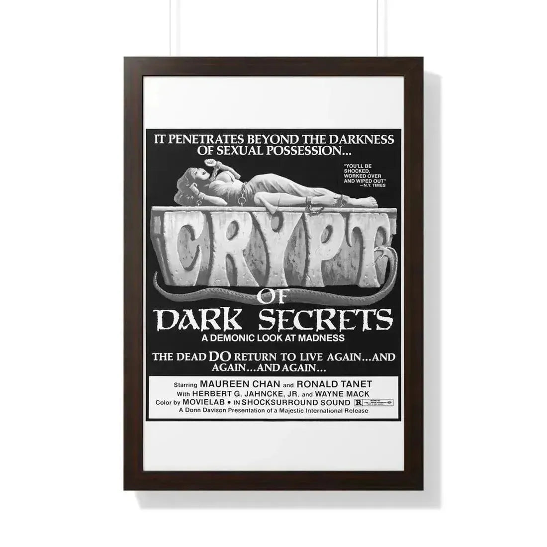 CRYPT OF DARK SECRETS 1976 - Framed Movie Poster 20" x 30" Walnut - The Sticker Space