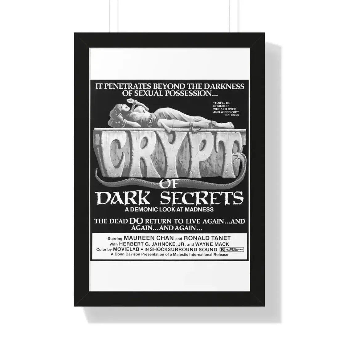 CRYPT OF DARK SECRETS 1976 - Framed Movie Poster - The Sticker Space