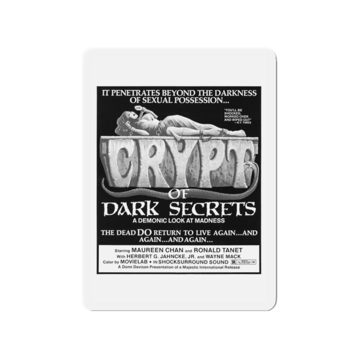 CRYPT OF DARK SECRETS 1976 Movie Poster - Die-Cut Magnet-2" x 2"-The Sticker Space