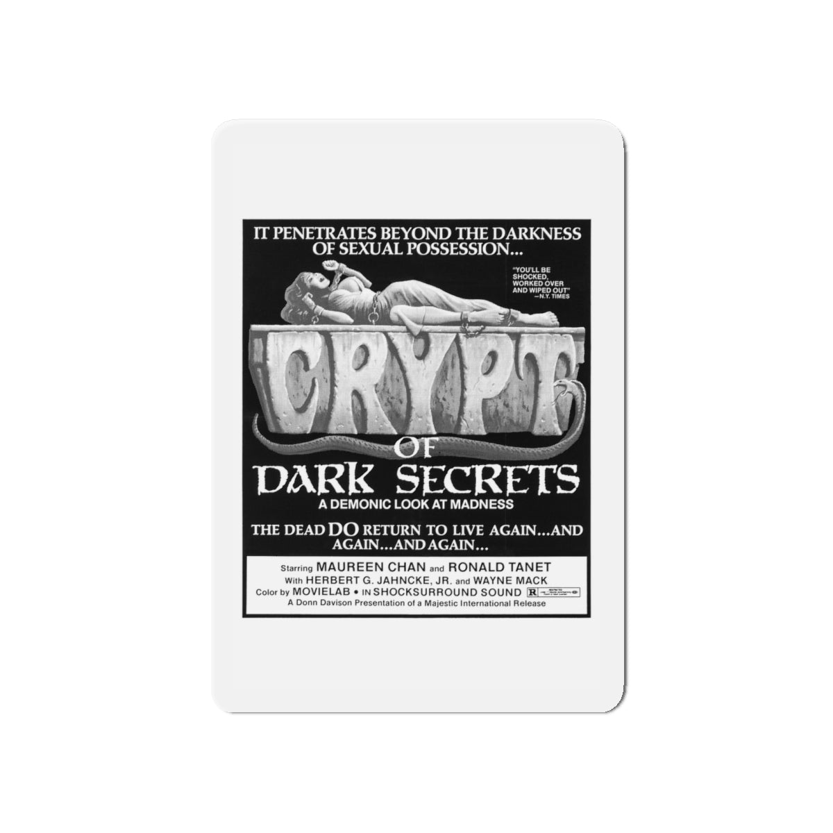 CRYPT OF DARK SECRETS 1976 Movie Poster - Die-Cut Magnet-5" x 5"-The Sticker Space