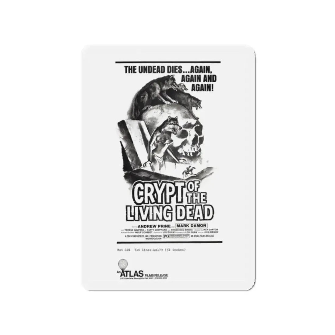 CRYPT OF THE LIVING DEAD (HANNAH QUEEN OF THE VAMPIRES) 1973 Movie Poster - Refrigerator Magnet 2 Inch - The Sticker Space