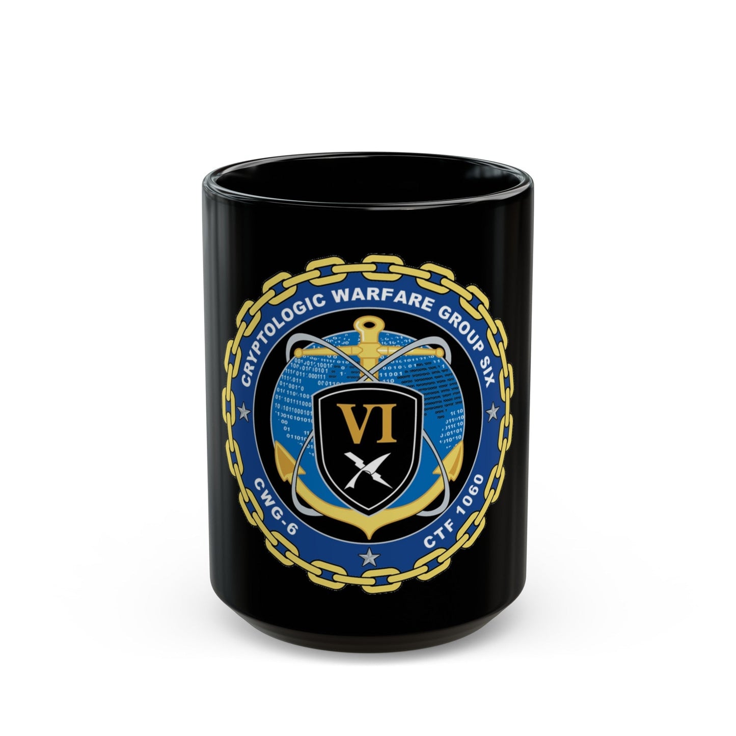 Cryptologic Warfare Group Six CWG 6 CTF 1060 (U.S. Navy) Black Coffee Mug-15oz-The Sticker Space