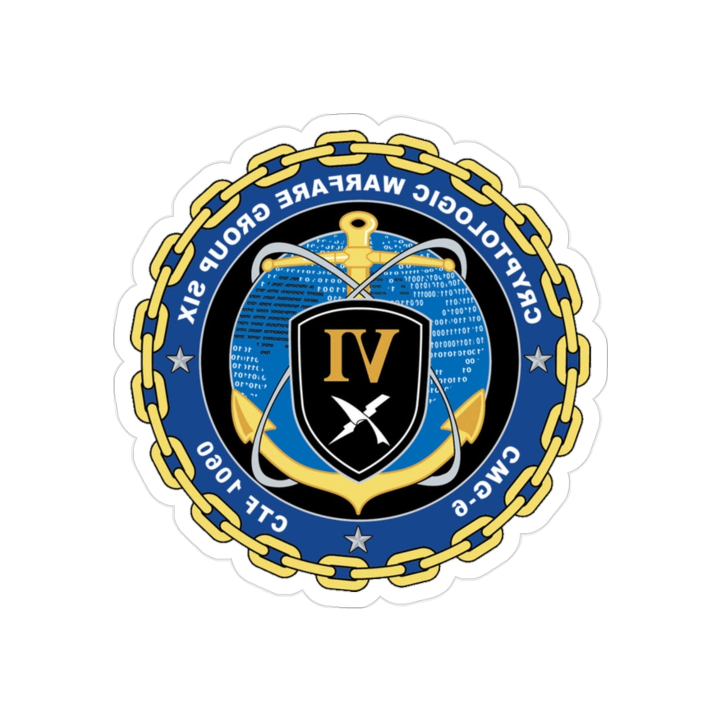 Cryptologic Warfare Group Six CWG 6 CTF 1060 (U.S. Navy) REVERSE PRINT Transparent STICKER-2" × 2"-The Sticker Space