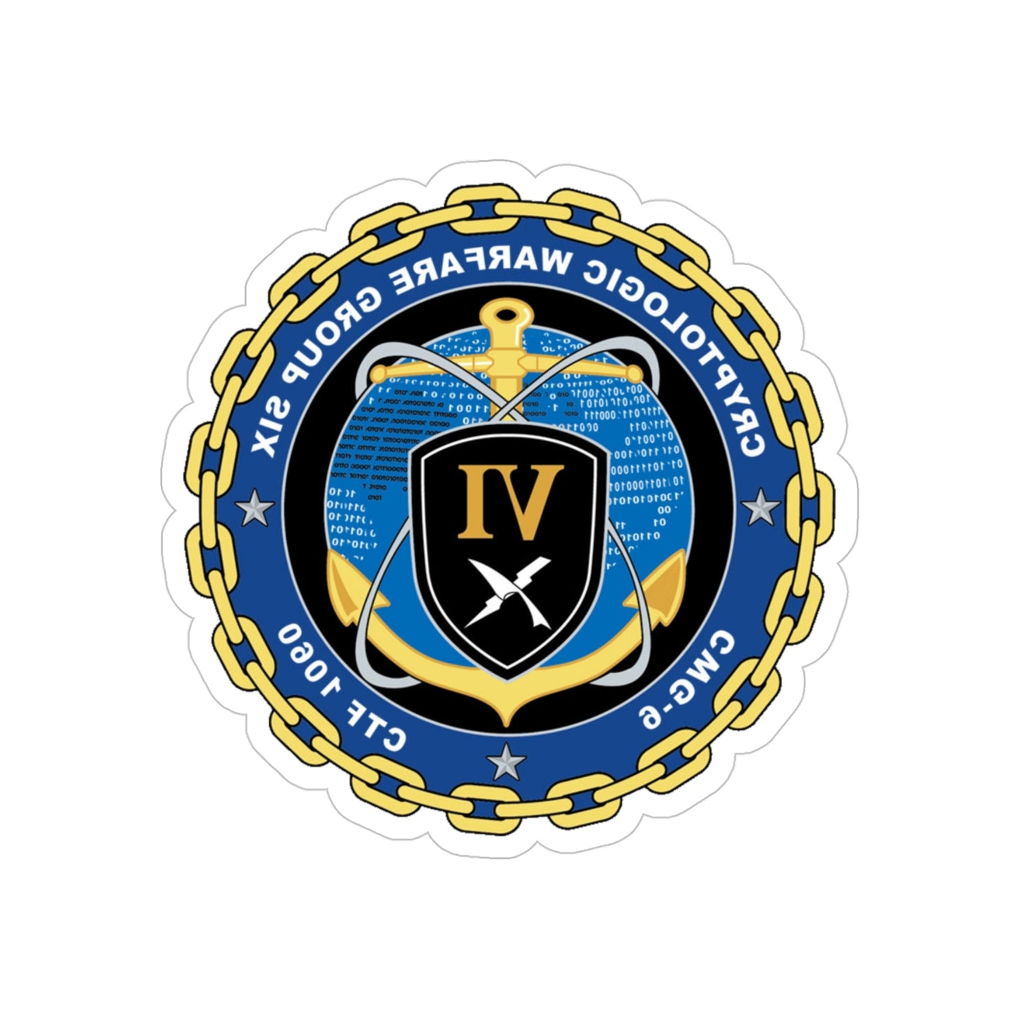 Cryptologic Warfare Group Six CWG 6 CTF 1060 (U.S. Navy) REVERSE PRINT Transparent STICKER-4" × 4"-The Sticker Space