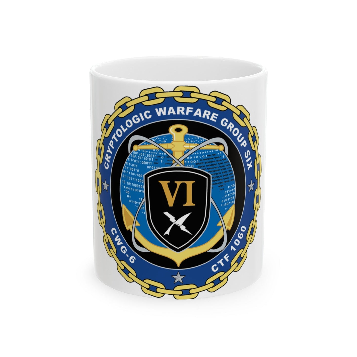 Cryptologic Warfare Group Six CWG 6 CTF 1060 (U.S. Navy) White Coffee Mug-11oz-The Sticker Space